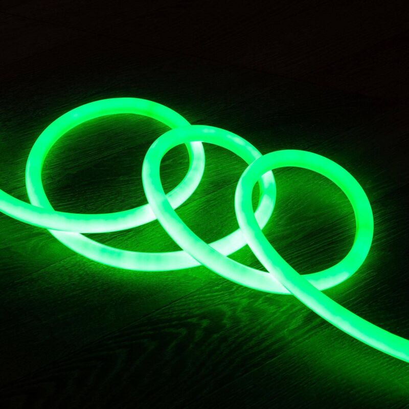 Image of Striscia Neon LED Regolabile 220V AC 120 LED/m Circolare 360 Verde IP67 su Misura Taglio ogni 100cm 6 m