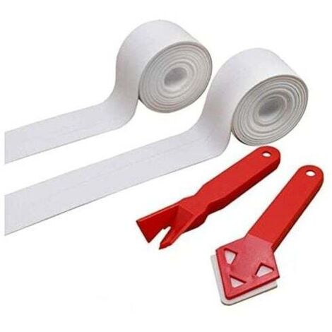 Striscia sigillante, 2 rotoli di striscia per doccia + 2 strumenti per calafataggio del bagno Nastro sigillante in silicone per vasca da bagno PE autoadesivo per angolo bagno cucina