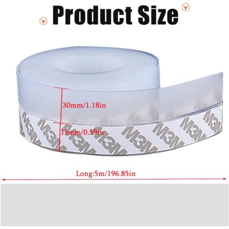Striscia sigillante autoadesiva da 5 m - Silicone trasparente - Per porte e finestre (45 mm)