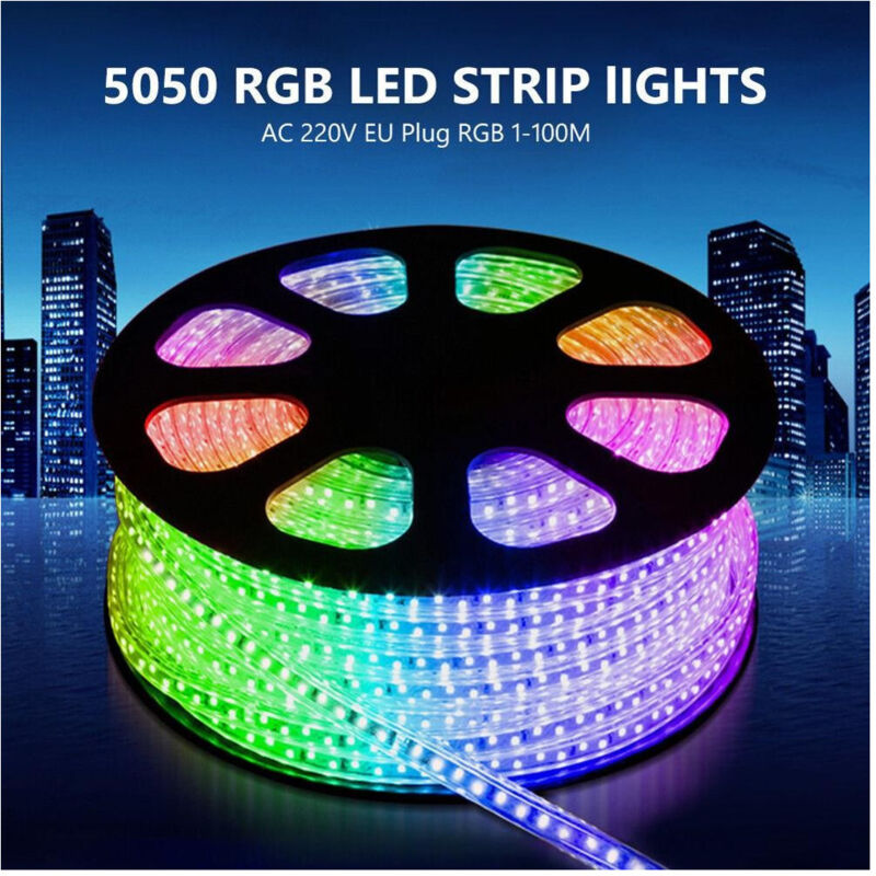 Smd 5050 Rgb Led Strip Reel With 220v Plug 100 M Outdoor Tube