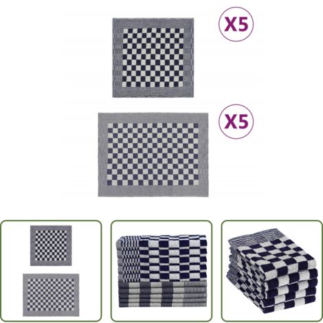 Strofinacci per ospiti -  Set Strofinacci 10 pz in Cotone Blu e Bianco