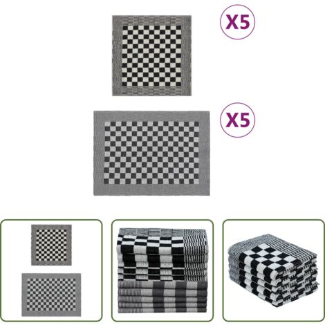 Strofinacci per ospiti -  Set Strofinacci 10 pz in Cotone Nero e Bianco