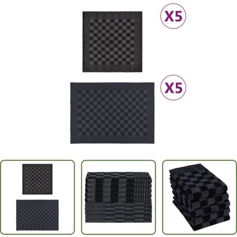 Strofinacci per ospiti -  Set Strofinacci 10 pz in Cotone Nero e Grigio