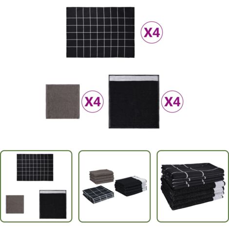 Strofinacci per ospiti -  Set Strofinacci 12 pz in Cotone Nero
