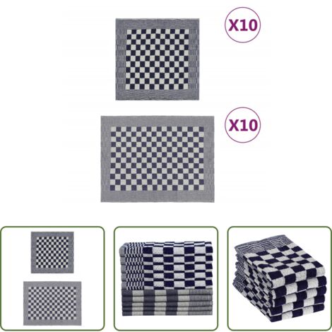 Strofinacci per ospiti -  Set Strofinacci 20 pz in Cotone Blu e Bianco