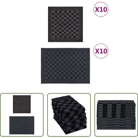 Strofinacci per ospiti -  Set Strofinacci 20 pz in Cotone Nero e Grigio