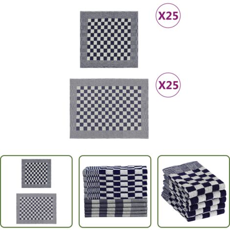 Strofinacci per ospiti -  Set Strofinacci 50 pz in Cotone Blu e Bianco