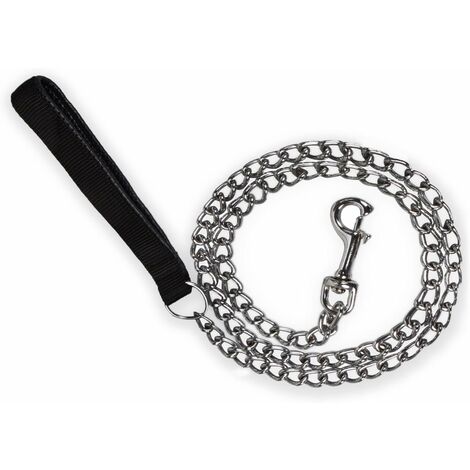 Strong Dog Lead Chain 1.2m Chew Proof Metal Dog Leash 4ft Heavy Duty No Bite Lead for Puppies Small Medium Large Dogs - Padded Comfy Handle, S: 0.2cm/0.09Inch Width