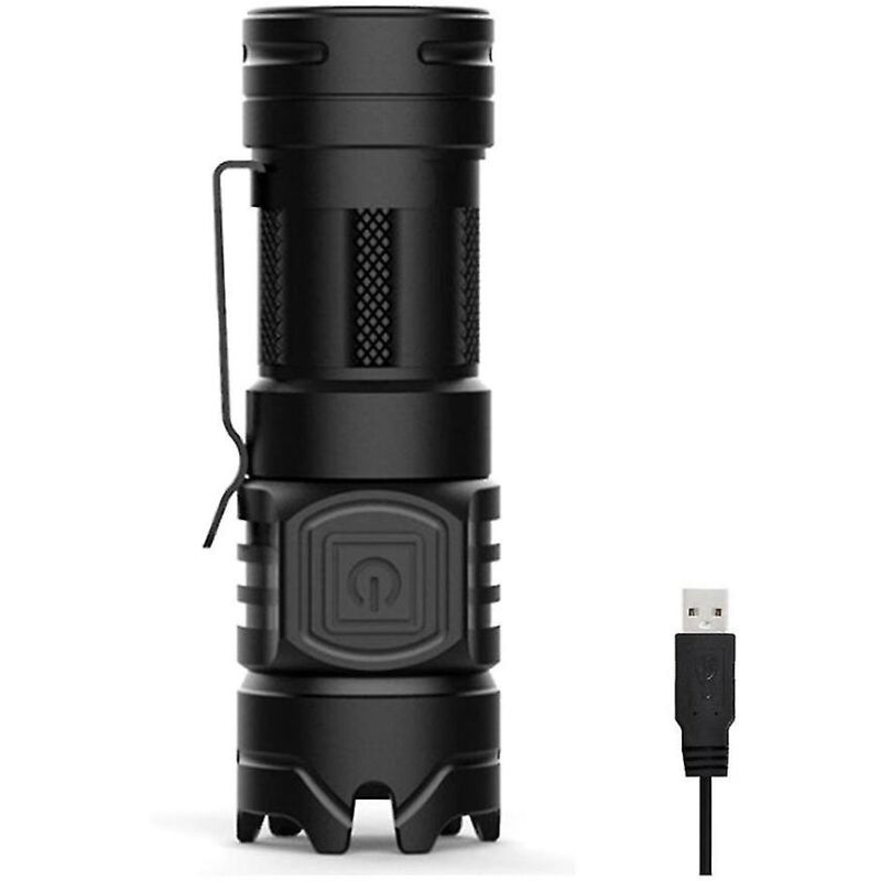 Fei Yu - Lampe de poche à lumière puissante, rechargeable par usb, mise au point fixe, en alliage d'aluminium, mini lampe de poche tactique