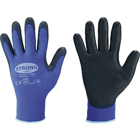 stronghand Feinstrickhandschuh Lintao PU, blau, Gr. 9 12 Stk