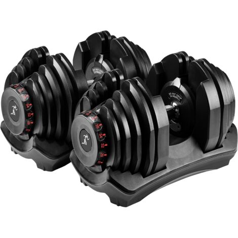 Strongology Home Fitness Adjustable Smart Dumbbells Pair from 5kg to 40kg Training Weights in Black