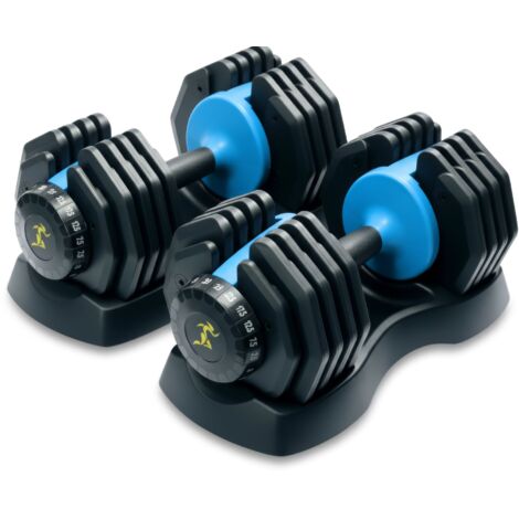 Strongology Urban25 Home Fitness Black and Blue Adjustable Smart Dumbbells from 2.5kg upto 25kg Training Weights