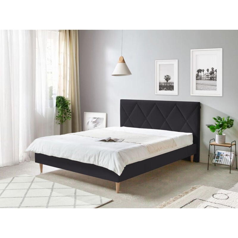 Bobochic - Lit 140 x 190 cm pantheon avec lattes massives 140x190 Anthracite