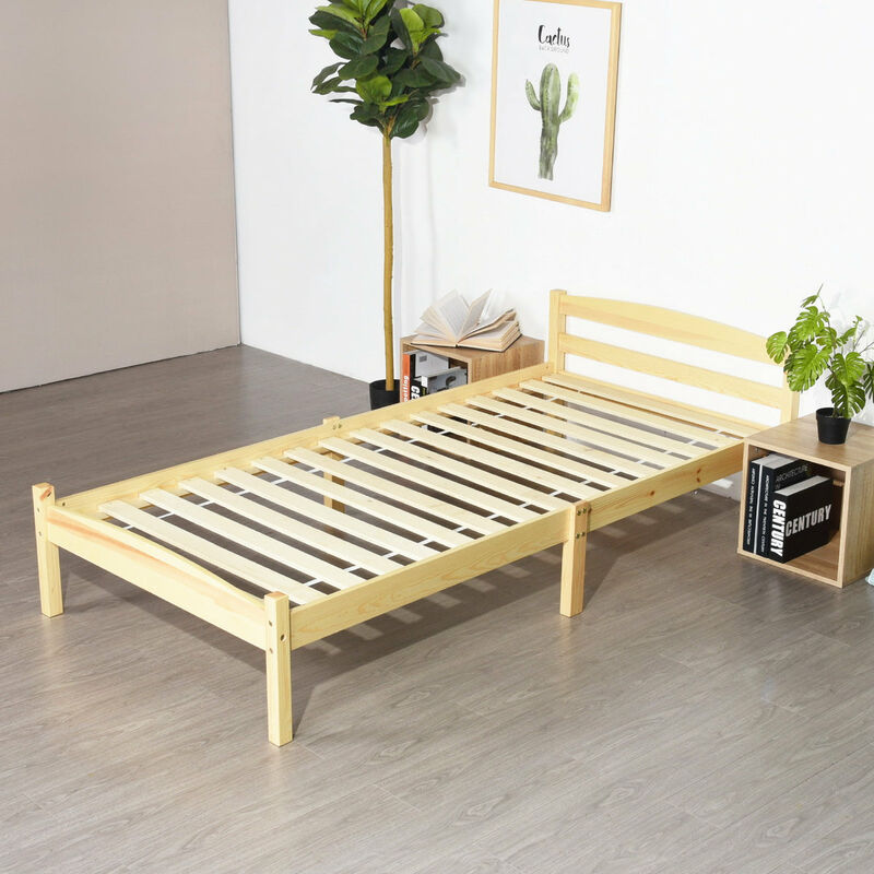 Structure de Lit Simple en Bois 90 x 190 cm,naturel