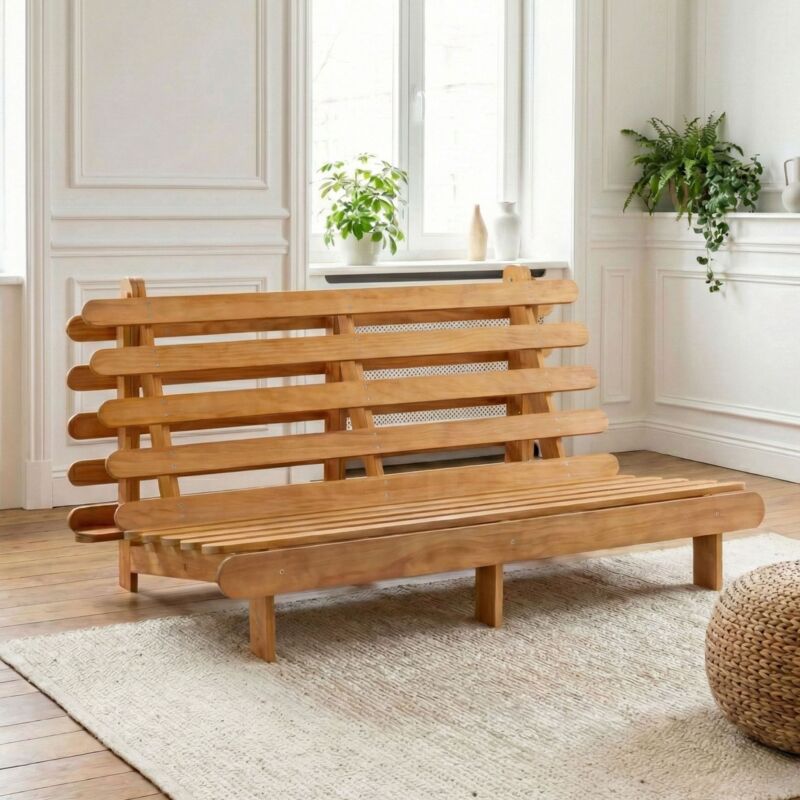 Structure futon 140x200 naturel bois massif Terre de Nuit