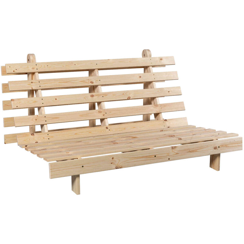 Structure futon bois naturel 90x200