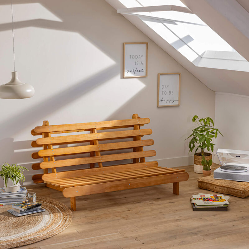 Structure futon 140x200 cm en bois massif naturel