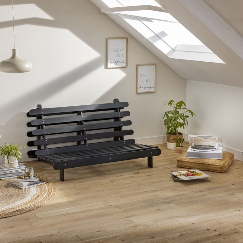 Terre De Nuit - Structure futon 140x200 cm en bois massif noir