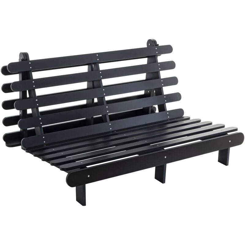 Structure futon 160x200 cm en bois massif noir
