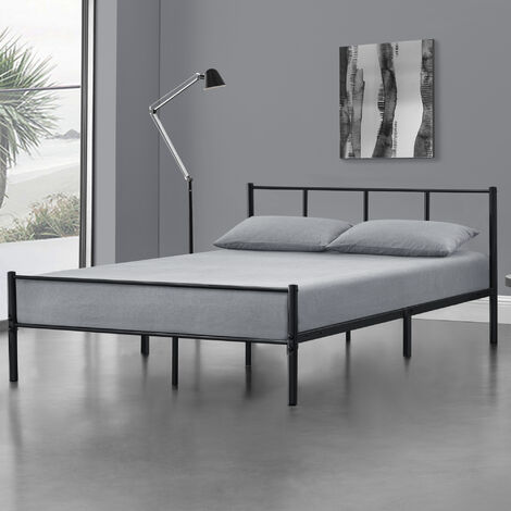 Structure noire 160x200 cm avec tête de lit et conception de pédométa minimale