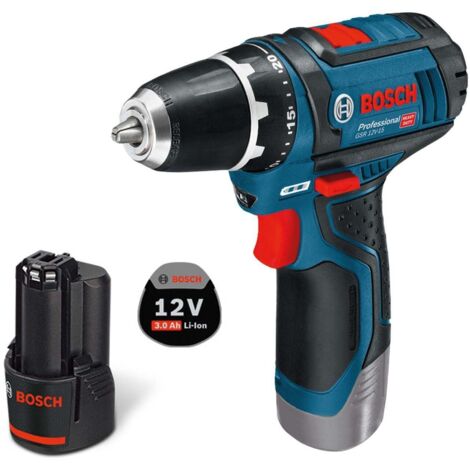 Bosch – Perceuse-visseuse sans fil 12V – Couple 30Nm – Vitesse 1300 tr/min – 1 batterie 3,0Ah – Protection électronique contre surcharges - 12V-15