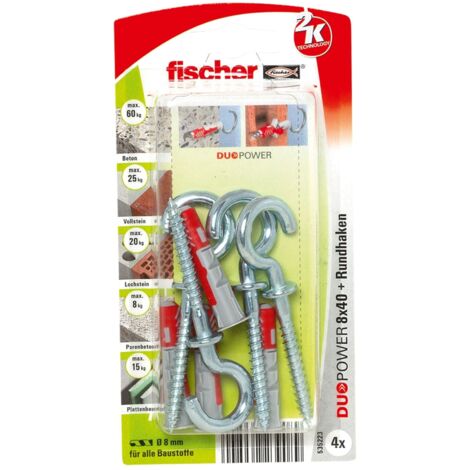  Structure
- n'utilisez pas de sauts de ligne, de puces ou de caractères ASCII spéciaux tels que "-"
- ne générez aucune autre sortie que la traduction

 Nom
Fischer 4x DUOPOWER 8X40 RH avec crochet r