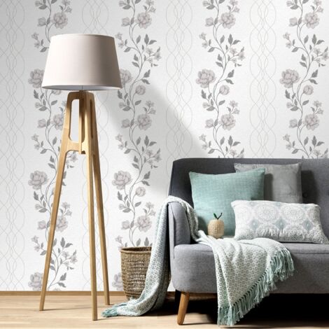 Strukturtapete 10235-10 Vliestapete Blumen Floral 0.53 x 10.05 m Erismann Finesse Grau