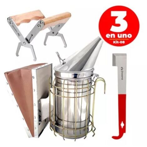 Strumenti per apicoltura, set per apicoltura da 3 pezzi, spruzzatore per fumo, starter, telaio raschiatore
