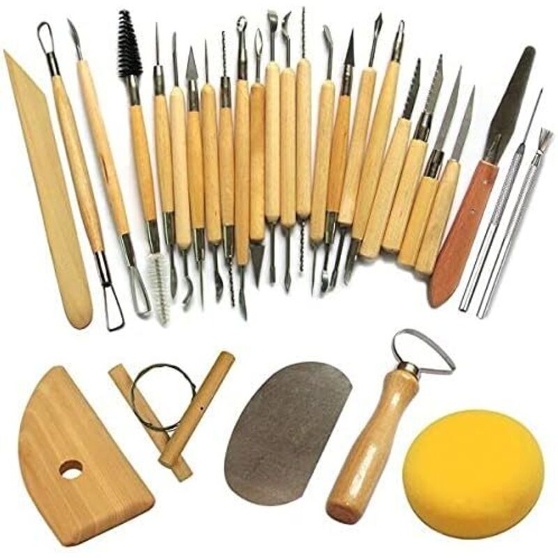 Image of Strumenti per ceramica, scalpelli per scultura in argilla per vasai/ceramisti, kit da 30 pezzi