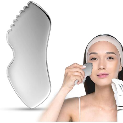 Strumenti per il viso in acciaio inossidabile Gua Sha, Gua Sha per il viso, strumento per raschiare la cura della pelle, strumenti per massaggio Gua Sha in metallo per rassodare la pelle, strumento di