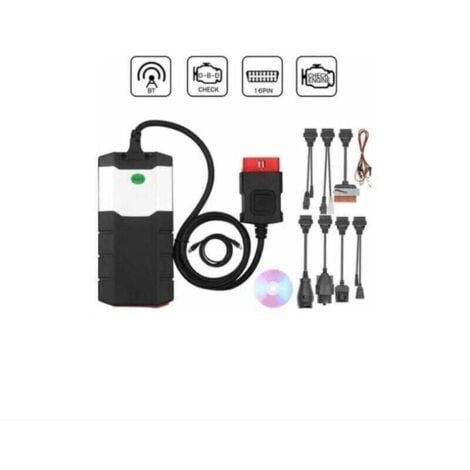 FLITI Strumento di diagnostica guasti Ds150E Bt CDP TCS per auto e camion con 8 cavi Supporto lettore di codici OBD 2 per sistemi motore auto, strumenti di diagnostica automatica, scanner per camion per MUM