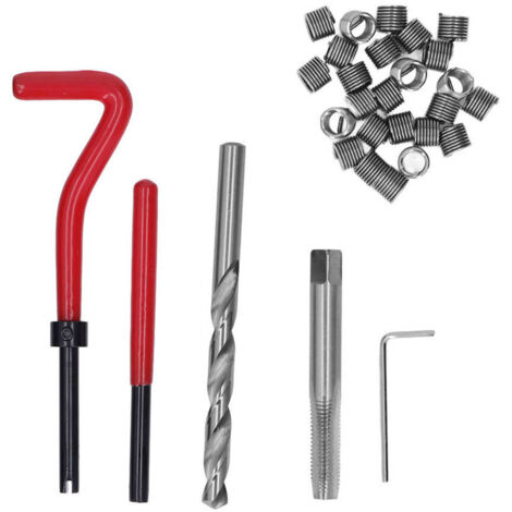 Strumento di riparazione filettature M8x1,25, kit di inserti filettati elicoidali universali in acciaio rapido per riparazioni di motori di auto (rosso).
