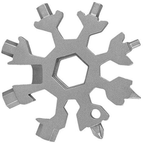 Strumento multiuso per fiocchi di neve in acciaio inossidabile, apribottiglie, strumento per avventure all'aperto e al coperto (bianco)