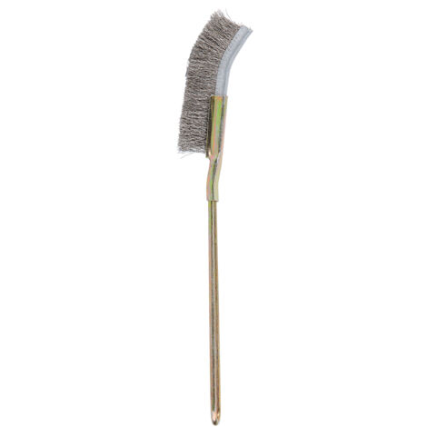 Strumento per la pulizia del giardino con spazzola morbida in acciaio a testa curva/dritta (testa curva)