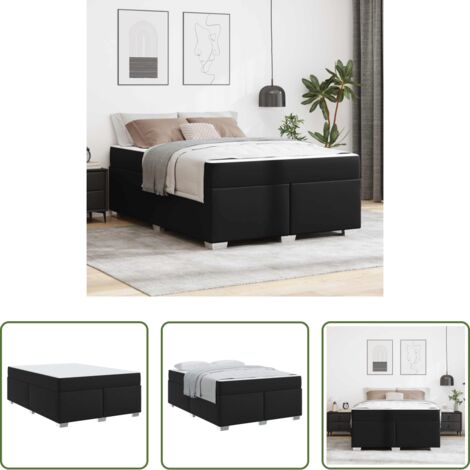 Struttura a doghe fisse -  Struttura del letto con materasso Nero 160 x 200 cm Tessuto