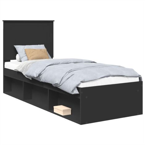 Struttura del letto con testiera Nero 75 x 190 cm Pino massello vidaXL