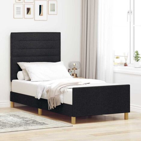Struttura del letto con testiera Nero 80 x 200 cm Tessuto vidaXL