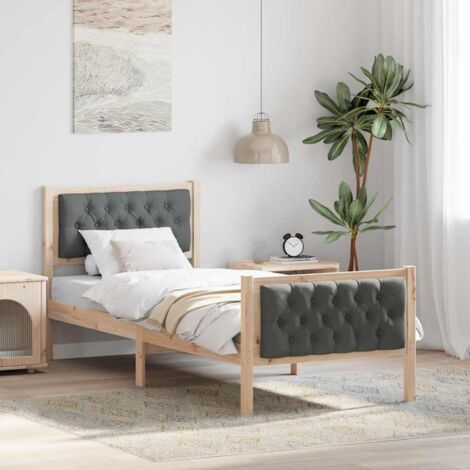 Struttura del letto Grigio scuro 75 x 190 cm Pino massello vidaXL