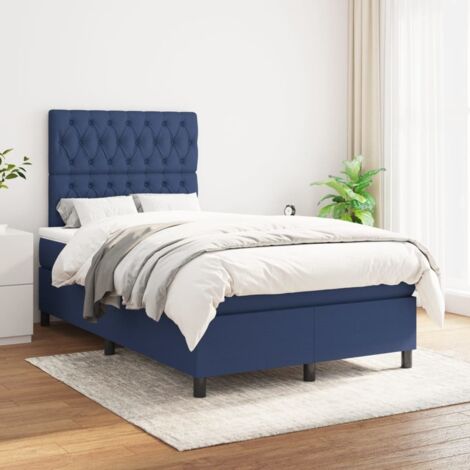 Struttura del letto Matrimoniale - Giroletto a Molle con Materasso Blu 120x200 cm in Tessuto Lettini adulti elegante IT4192