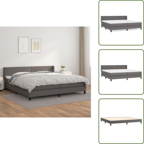 Struttura del letto Matrimoniale - Giroletto a Molle con Materasso Grgio 200x200 cm in Similpelle Lettini adulti elegante IT4975
