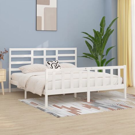 LETTO MATRIMONIALE TESTATA TRAFORATA IN LEGNO MASSELLO LACCATO BIANCO/NOCE  2173