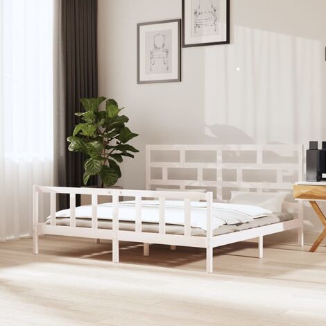 LETTO MATRIMONIALE TESTATA TRAFORATA IN LEGNO MASSELLO LACCATO BIANCO/NOCE  2173