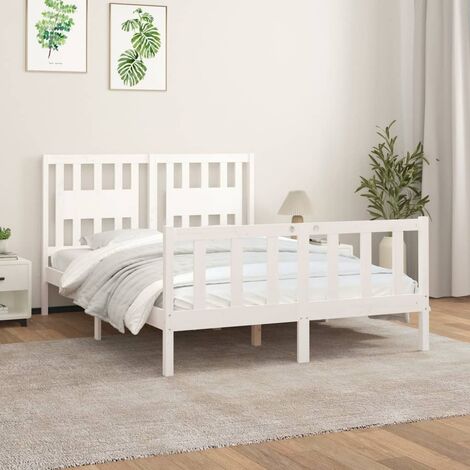 LETTO MATRIMONIALE TESTATA TRAFORATA IN LEGNO MASSELLO LACCATO BIANCO/NOCE  2173