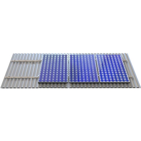 Struttura di montaggio per 18 pannelli fotovoltaici verticali su lamiera grecata (due file)