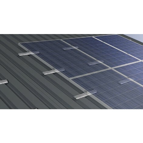 Struttura di montaggio per lamiera grecata per 3 pannelli fotovoltaici verticali (fila singola)