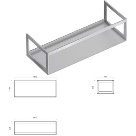 Struttura in alluminio 120×47 per ripiani ceramici e lavabi. Inox scotch-brite. 5S1255000 - DA ORDINARE A FORNITORE