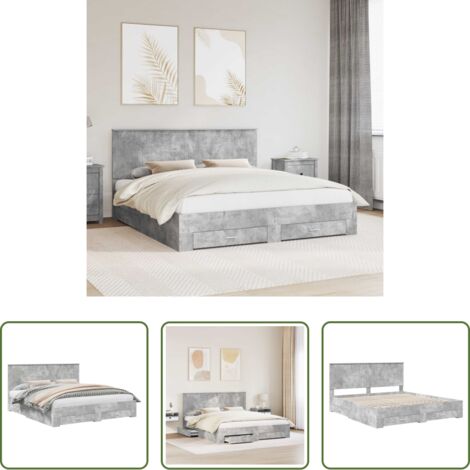 Struttura in legno ingegnerizzato -  Struttura del letto con testiera Grigio cemento 180 x 200 cm