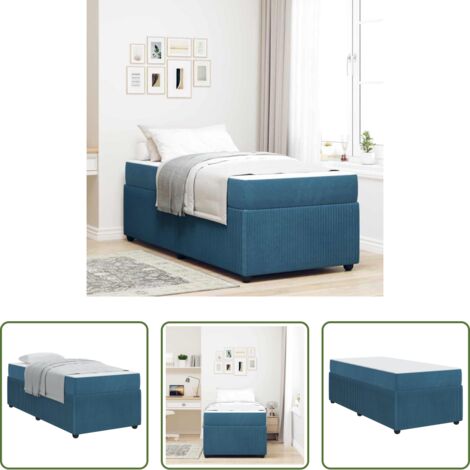 Struttura in legno -  Struttura del letto con materasso Blu 90 x 190 cm Tessuto