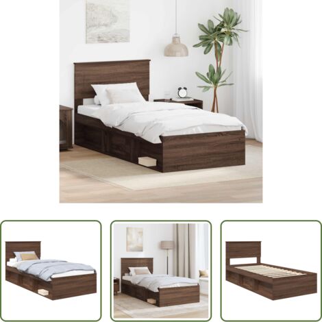 Struttura in legno -  Struttura del letto con testiera Rovere Marrone 75 x 190 cm