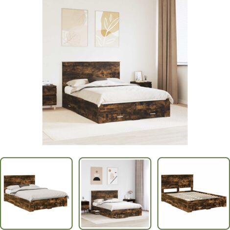 Struttura in legno -  Struttura del letto Rovere fumé 140 x 200 cm Legno multistrato